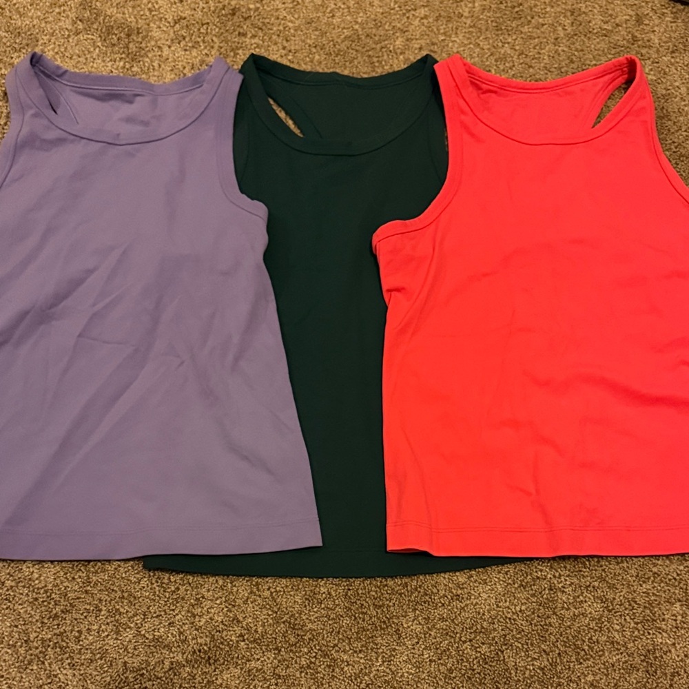 Lululemon Tank Top Set - Lavender, Forest, and Coral